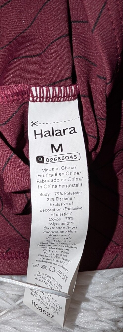Halara Ruched Long Sleeve Curved Hem InstantCool Work Shirt Wine Black NWT - Picture 7 of 9